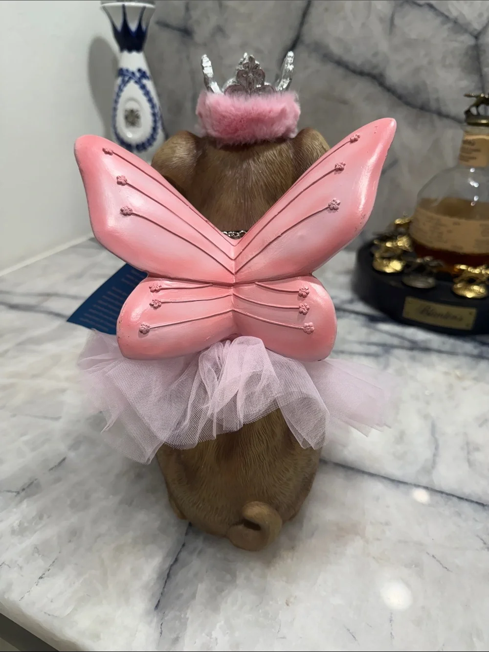 Adorable English Bulldog Princess Fairy Figurine Decor